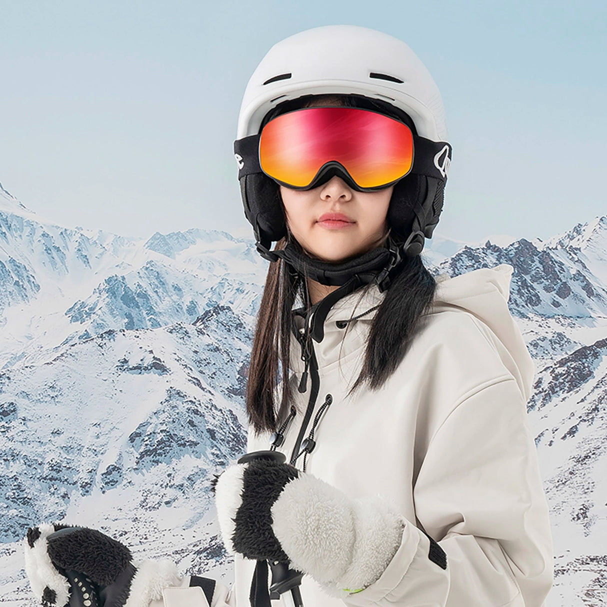 Qunature Black Ski Goggles Kids (størrelse M/L) - sort