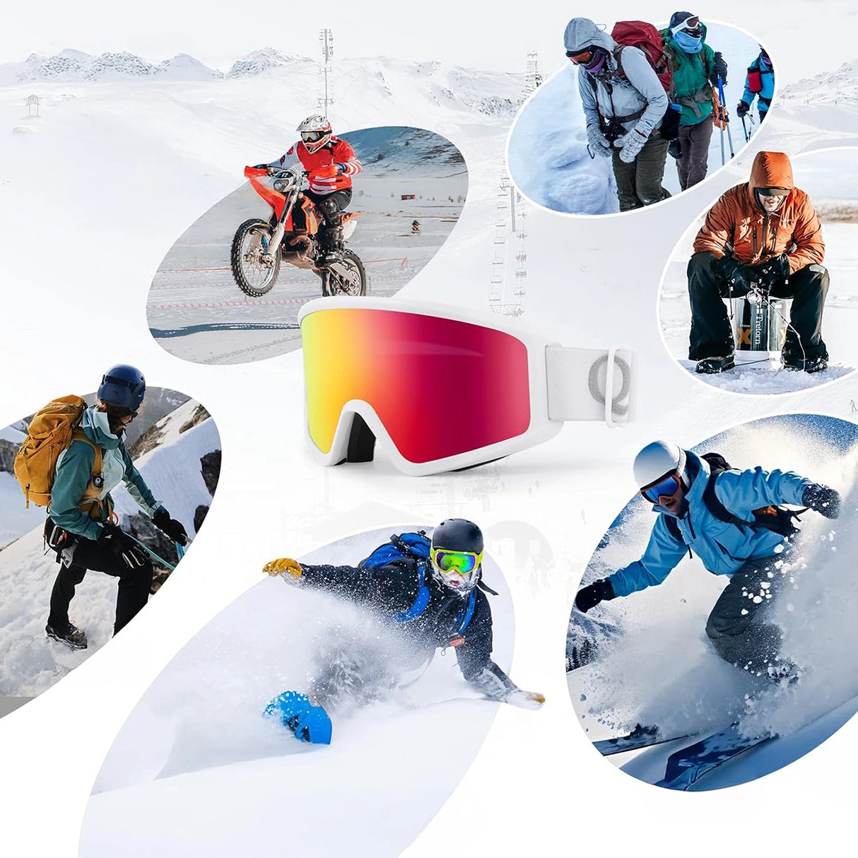 Qunature hvid skibriller til voksne - hvid