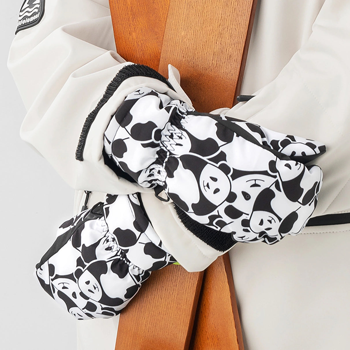 Qunature Panda Varmeoverførsel Ski Handsker Børn størrelse S - sort/hvid