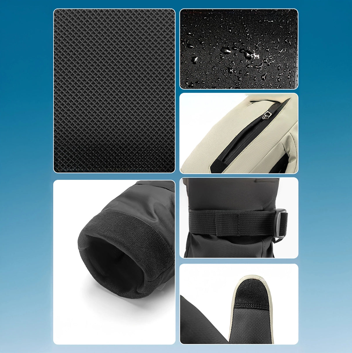 Qunature skihandsker i fuld længde størrelse L - lysbrun