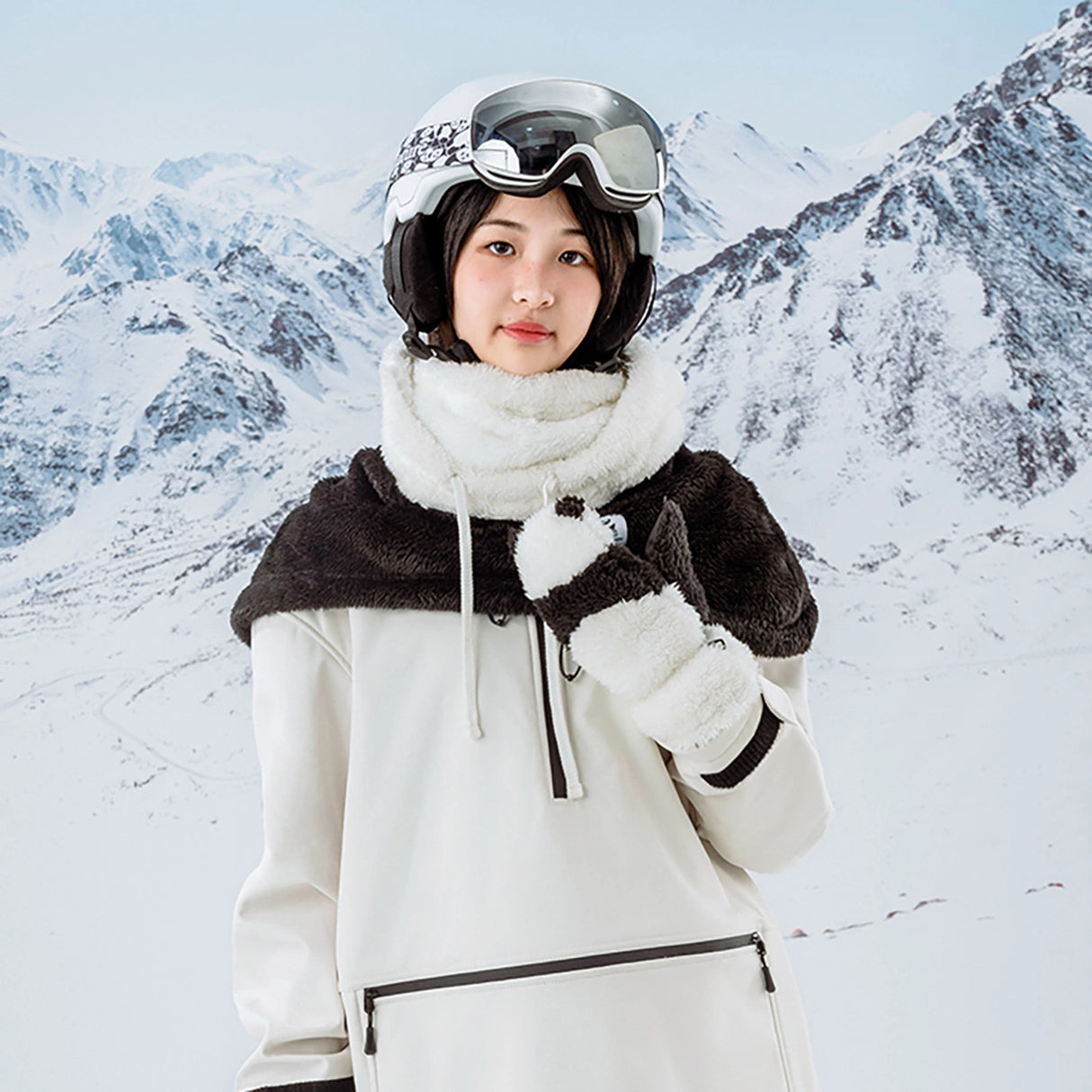 Qunature Panda Ski Balaclava til børn/voksne størrelse L - sort/hvid