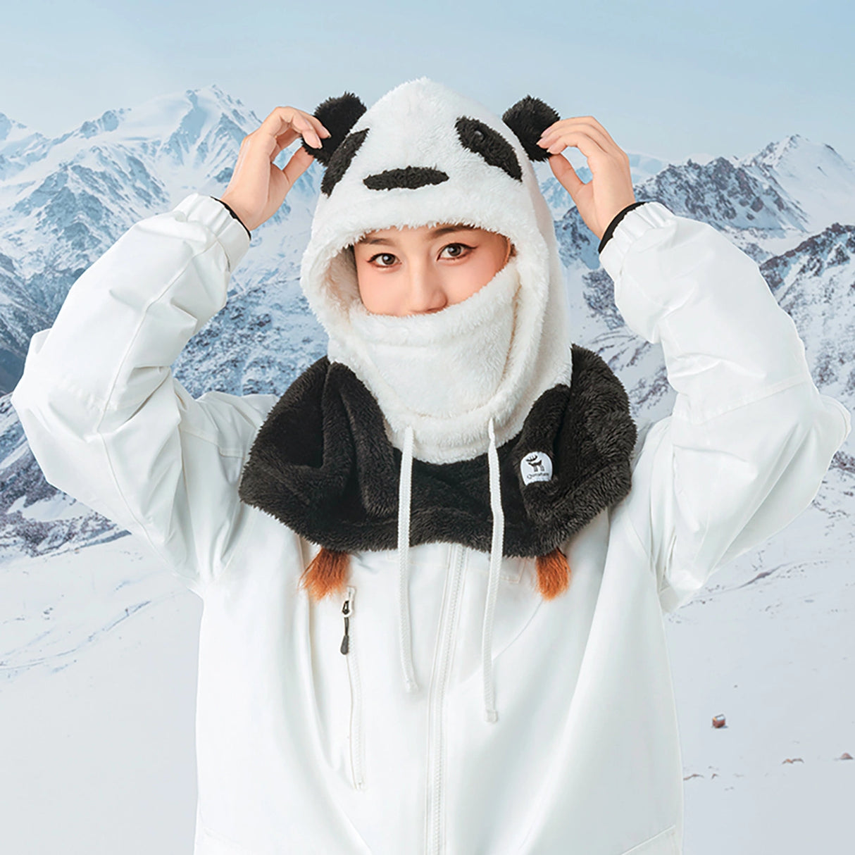 Qunature Panda Ski Balaclava til børn/voksne størrelse L - sort/hvid