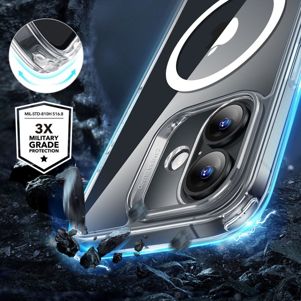 ESR Classic Hybrid Halolock MagSafe Case + tempereret glas til iPhone 16 - Klar