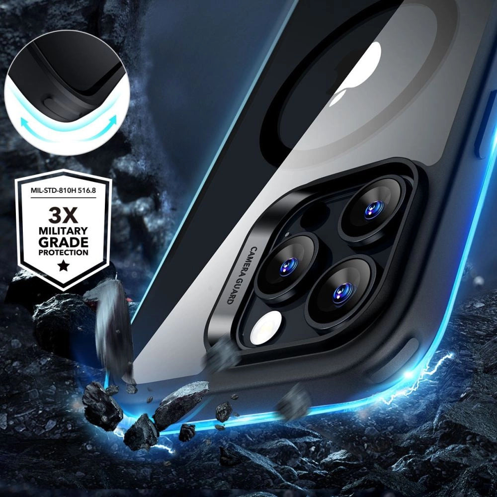 ESR Classic Hybrid Halolock MagSafe Case + tempereret glas til iPhone 16 Pro - Klar med sort ramme