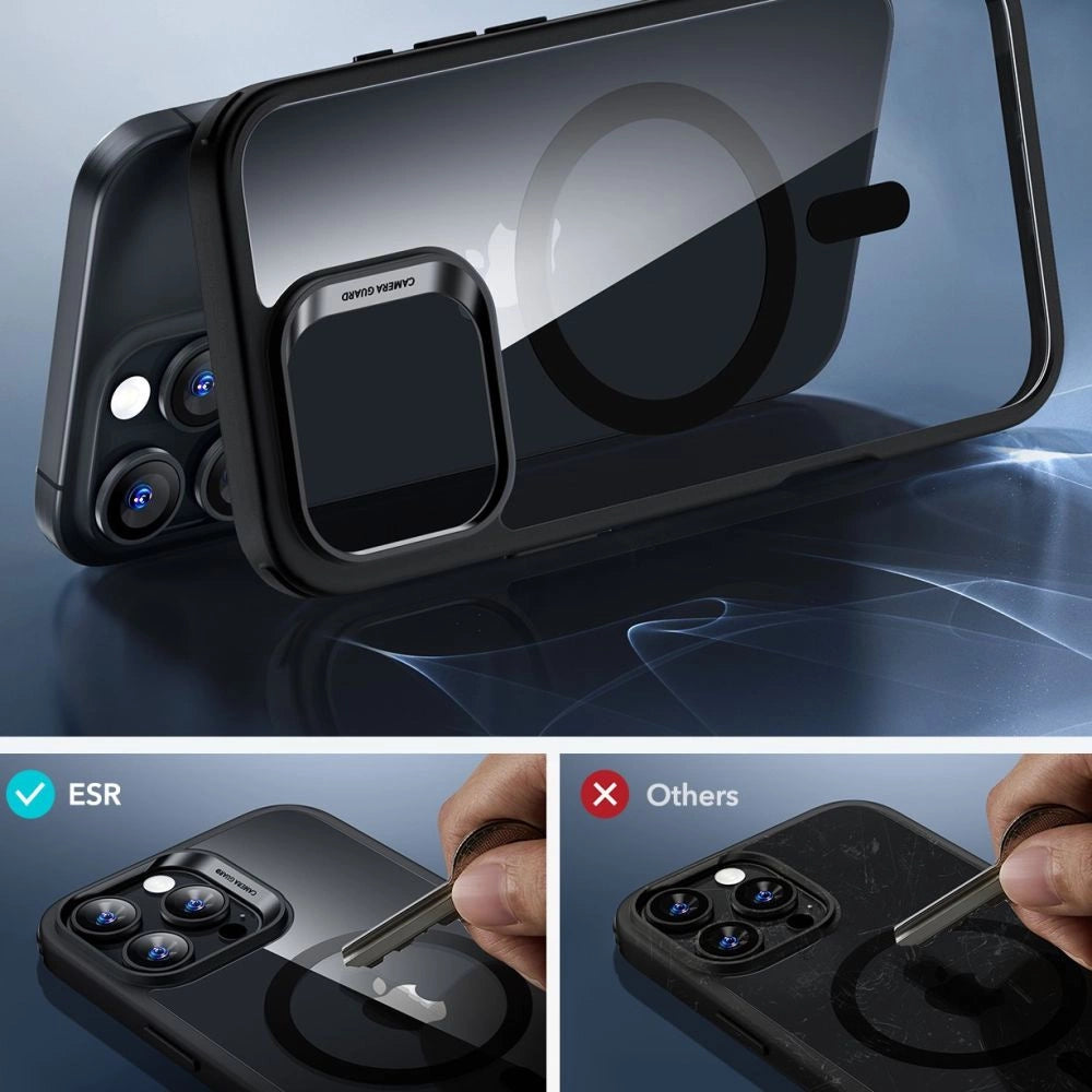 ESR Classic Hybrid Halolock MagSafe Case + tempereret glas til iPhone 16 Pro - Klar med sort ramme