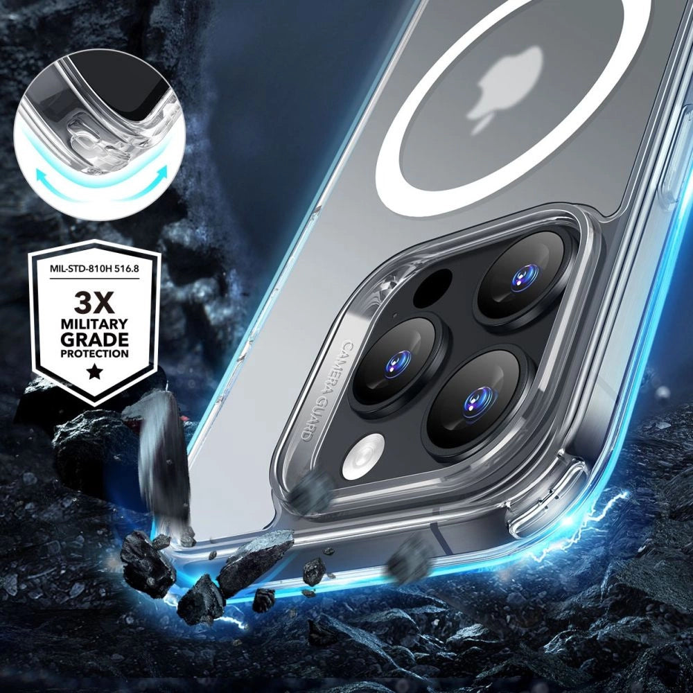 ESR Classic Hybrid Halolock MagSafe Case + Hæmt glas til iPhone 16 Pro Max - Halvt gennemsigtigt