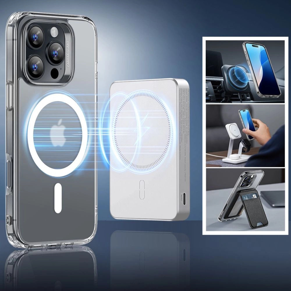 ESR Classic Hybrid Halolock MagSafe Case + Hæmt glas til iPhone 16 Pro Max - Halvt gennemsigtigt