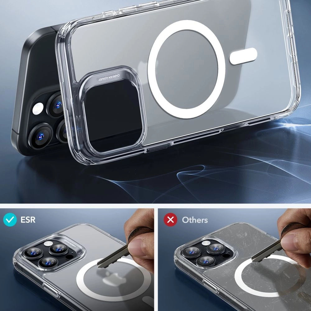ESR Classic Hybrid Halolock MagSafe Case + Hæmt glas til iPhone 16 Pro Max - Halvt gennemsigtigt