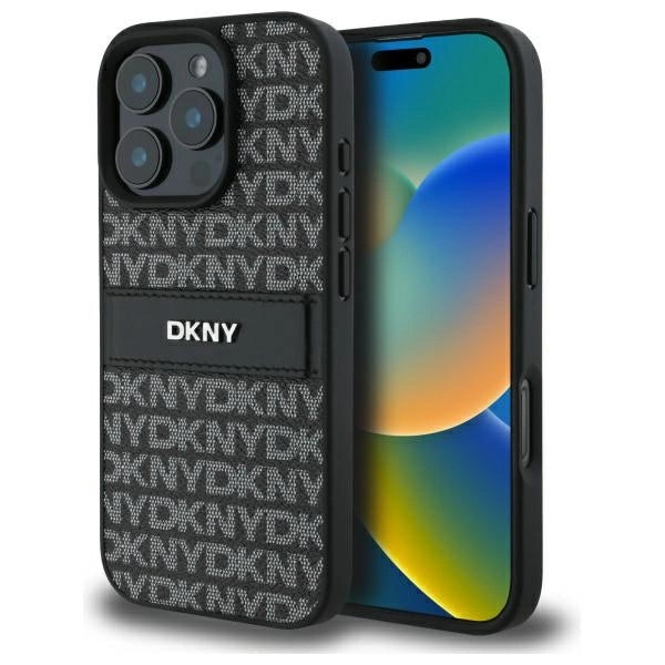 DKNY Texture Pattern Tonal Stripe iPhone 16 Pro Case - sort