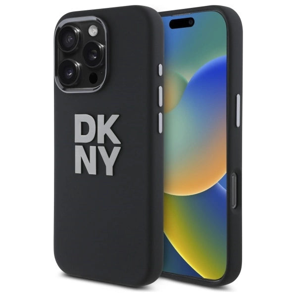 DKNY Liquid Silicone Metal Logo iPhone 16 Pro Case - sort