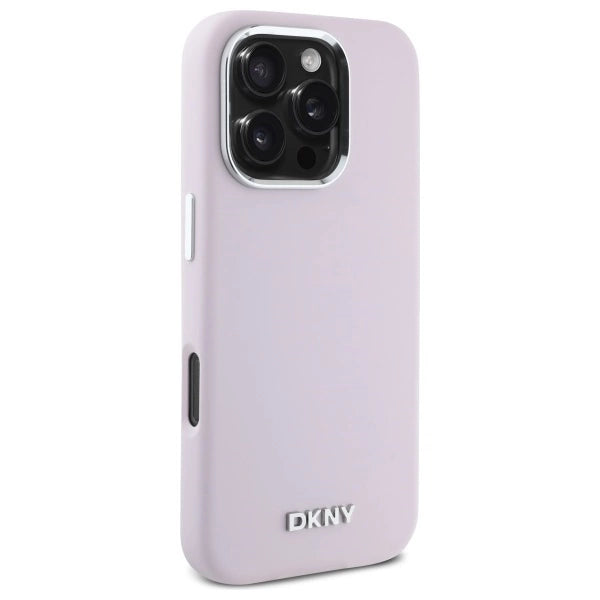 DKNY flydende silikone lille metal logo MagSafe iPhone 16 Pro Case - Pink