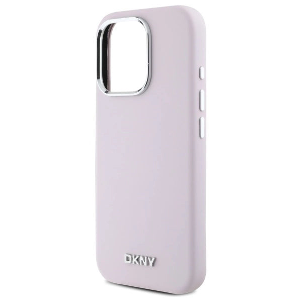 DKNY flydende silikone lille metal logo MagSafe iPhone 16 Pro Case - Pink