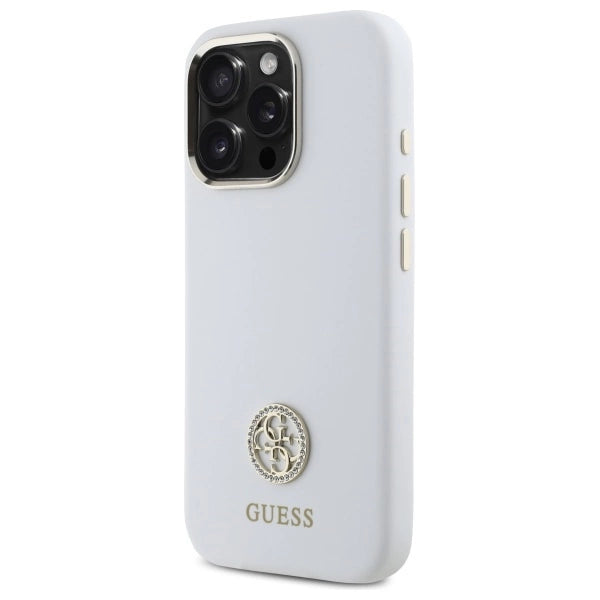 Guess Silicone Logo Strass 4G Case til iPhone 16 Pro - Hvid