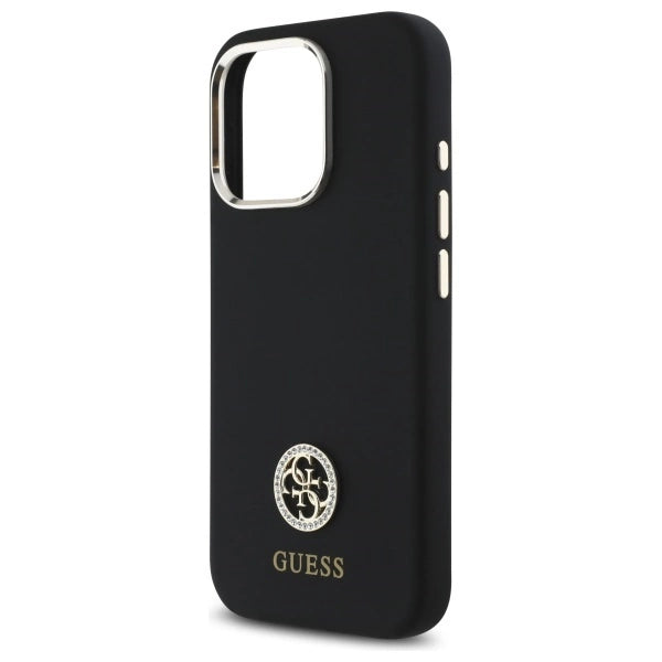 Guess Silicone Logo Strass 4G Case til iPhone 16 Pro - sort