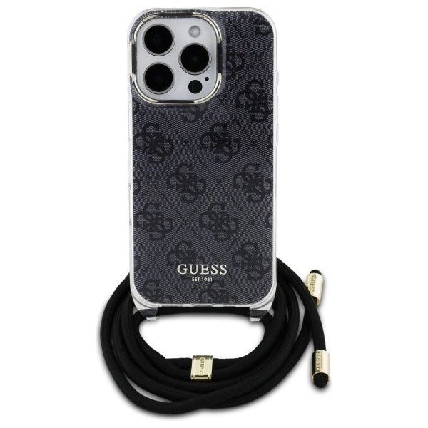 Guess Crossbody Cord 4G Print Case til iPhone 16 Pro Max - sort