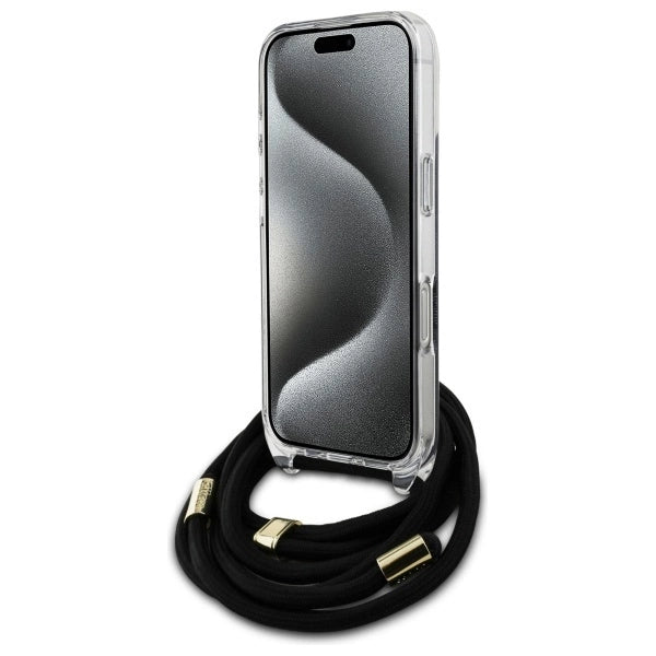 Guess Crossbody Cord 4G Print Case til iPhone 16 Pro Max - sort