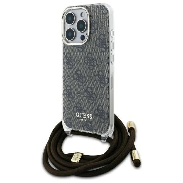 Guess Crossbody Cord 4G Print Case til iPhone 16 Pro Max - Brunt