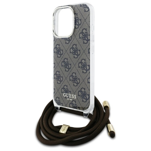 Guess Crossbody Cord 4G Print Case til iPhone 16 Pro Max - Brunt