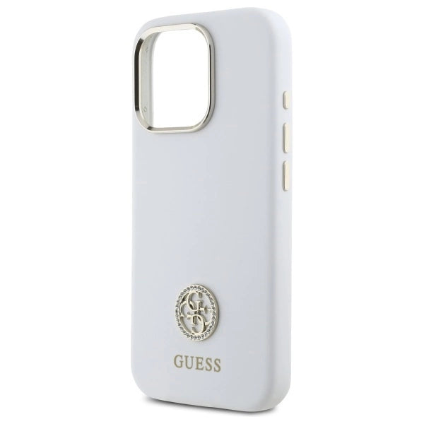 Guess Silicone Logo Strass 4G Case til iPhone 16 Pro Max - Hvid