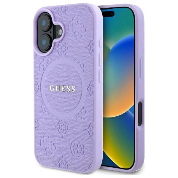 Gæt Saffiano Peony Classic Logo MagSafena iPhone 16 Plus Case - lilla