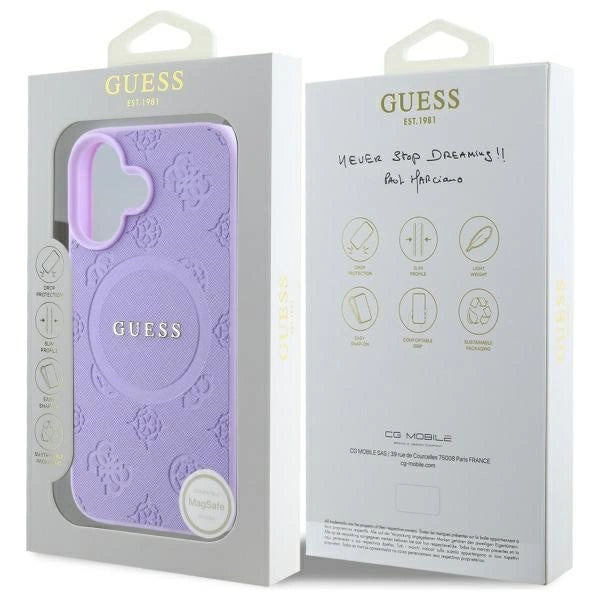 Gæt Saffiano Peony Classic Logo MagSafena iPhone 16 Plus Case - lilla