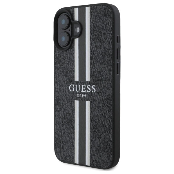 Guess 4G Printed Stripes MagSafe case til iPhone 16 - sort
