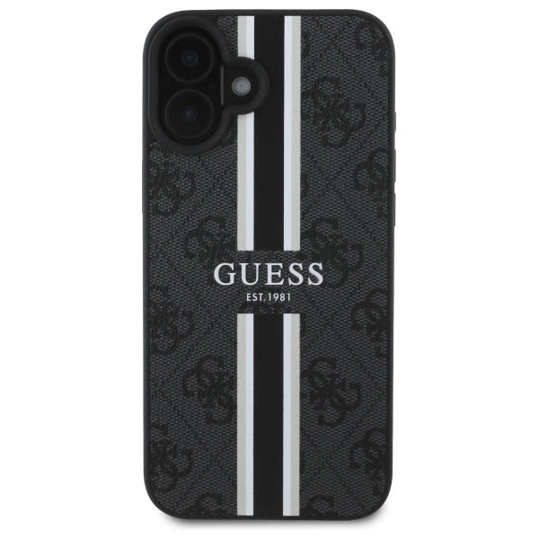 Guess 4G Printed Stripes MagSafe case til iPhone 16 - sort