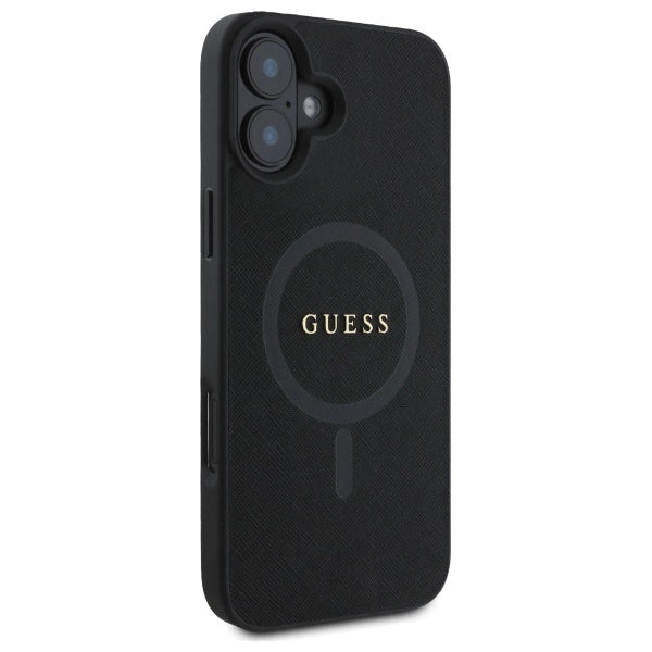 Guess Saffiano Classic Logo MagSafe-hylster til iPhone 16 - sort