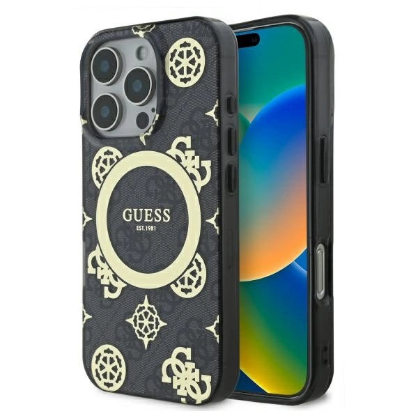 Guess IML Peony On 4G Baggrunds MagSafe Case til iPhone 16 Pro Max - sort