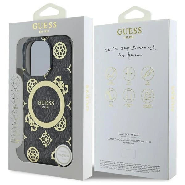 Guess IML Peony On 4G Baggrunds MagSafe Case til iPhone 16 Pro Max - sort
