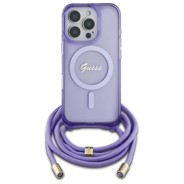 Guess Crossbody Cord Script MagSafe Case til iPhone 16 Pro Max - lilla