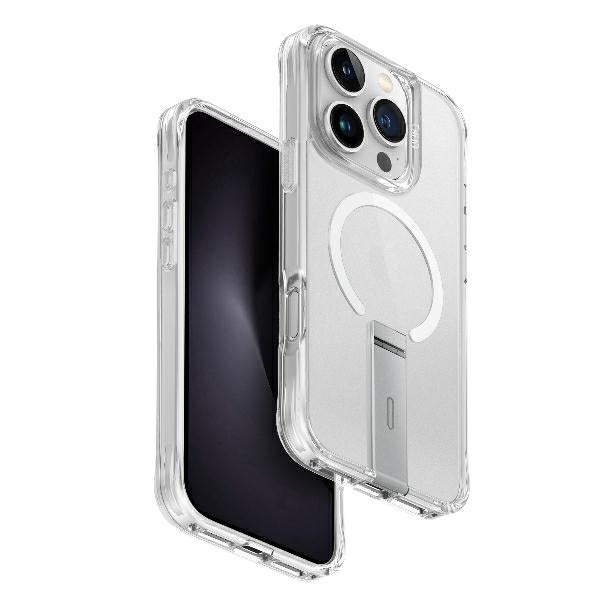 Uniq Eleva med Vertica Stand Case til iPhone 16 Pro - Gennemsigtig