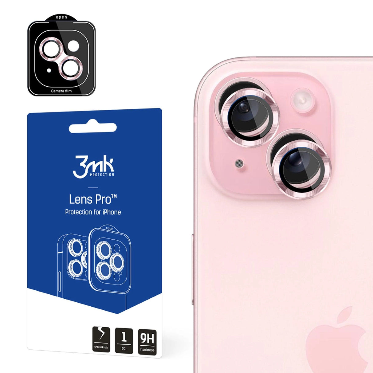 Kamera cover 3mk Lens Protection Pro Pink til iPhone 15