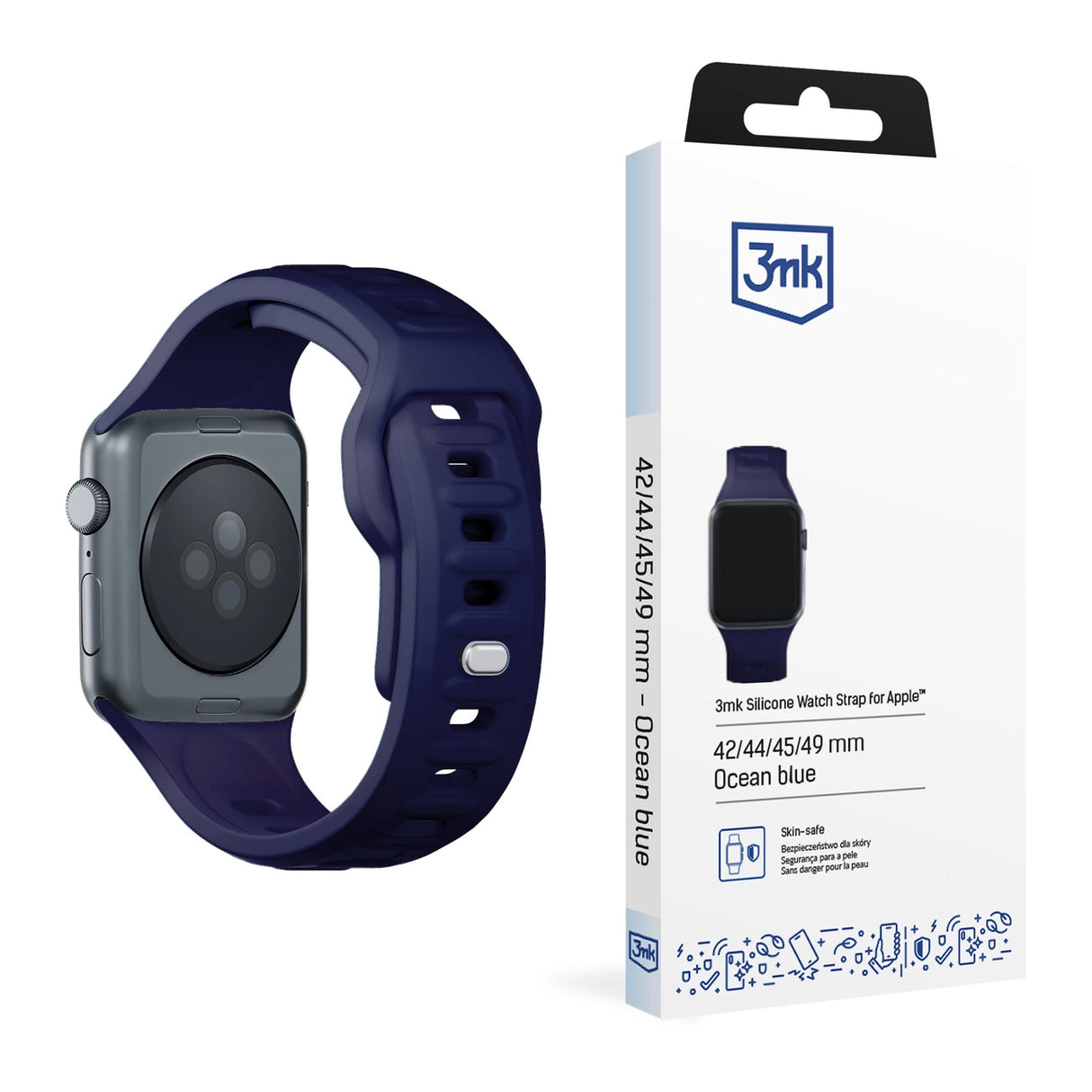 3mk Silikon Watch Strap til Apple Watch 42 / 44 / 45 / 49 mm - blå