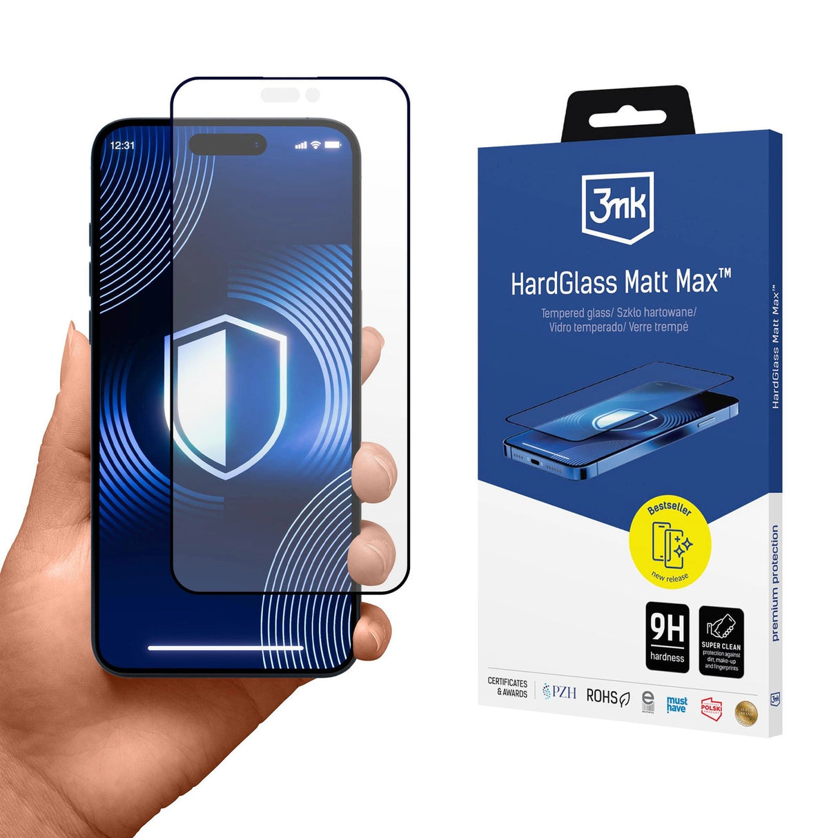 Hærdet glas 3mk HardGlass Matt Max til iPhone 16 Plus