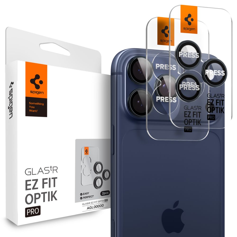 Kamera Beskyttelse Spigen Optik Pro Glas.Tr ”Ez Fit” Camera Protector 2 Pack Iphone 14 Pro / Max / 15 Pro / Max / 16 Pro / Max / 17 Pro / Max Blue Titanium