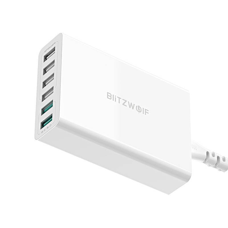Oplader 6x USB Blitzwolf BW-S15, QC 3.0, 60 W (hvid)