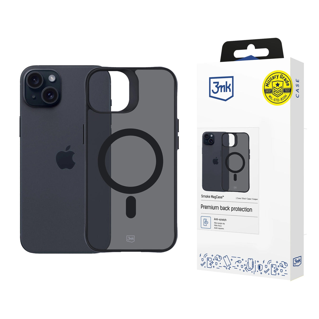 3mk Smoke MagCase med MagSafe til iPhone 15 Plus - halvgennemsigtigt