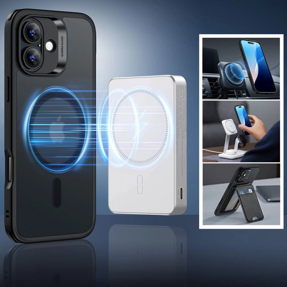 ESR Classic Hybrid Halolock MagSafe Case Set + hærdet glas til iPhone 16 - Halvt gennemsigtigt