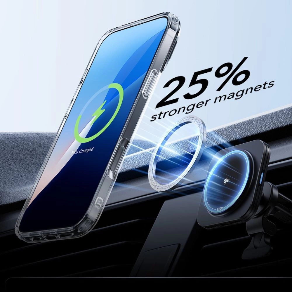 ESR Classic Hybrid Kickstand Halolock MagSafe Case Set med Stand + Hæmt Glas til iPhone 16 Pro Max - Clear