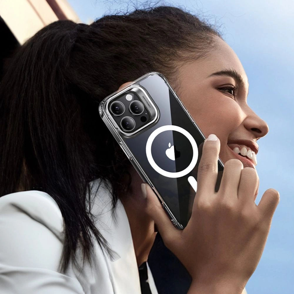 ESR Classic Hybrid Kickstand Halolock MagSafe Case Set med Stand + Hæmt Glas til iPhone 16 Pro Max - Clear