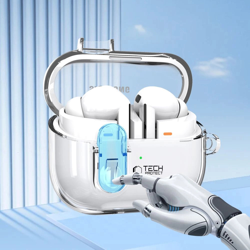 Tech-Protect FlexAir Case med Carabiner til Samsung Galaxy Buds 3 / 3 Pro - Gennemsigtig