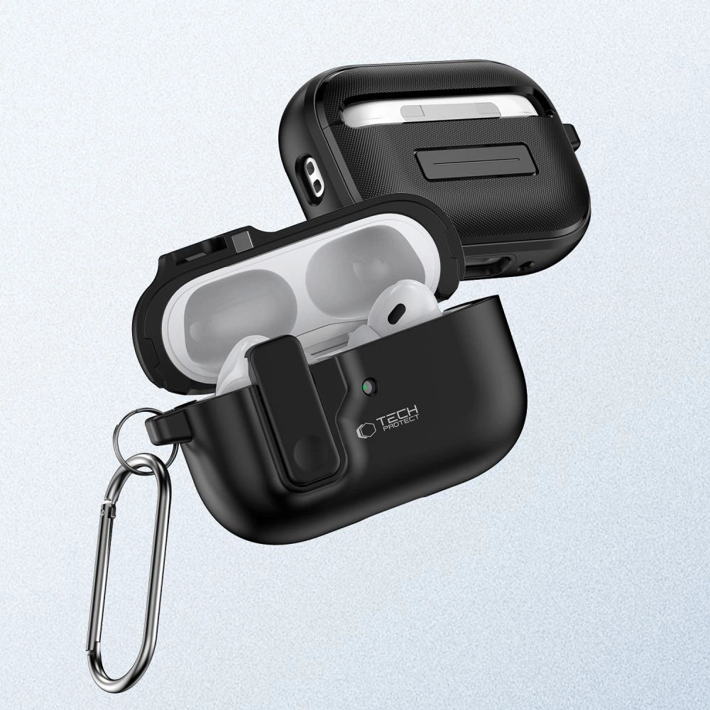 Tech-Protect Slim Hook Case med Carabiner til Apple AirPods Pro 1 / 2 - sort