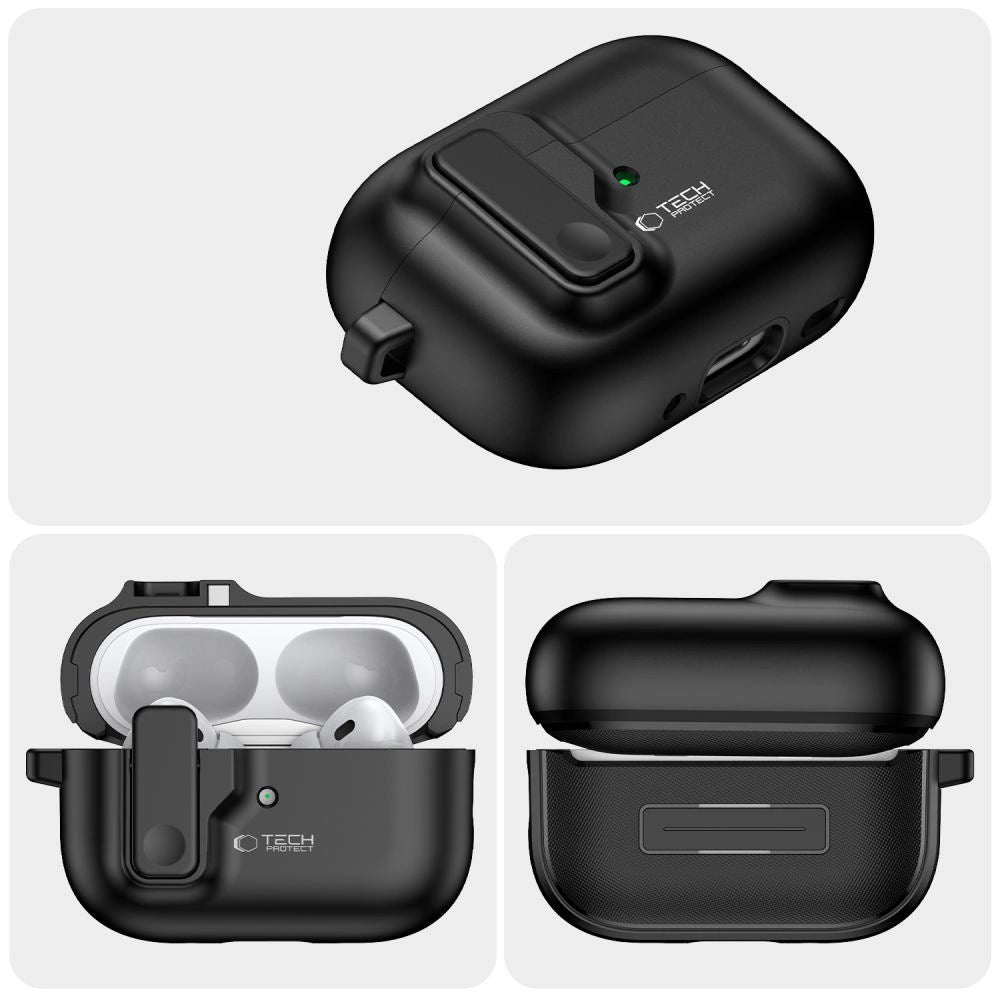 Tech-Protect Slim Hook Case med Carabiner til Apple AirPods Pro 1 / 2 - sort