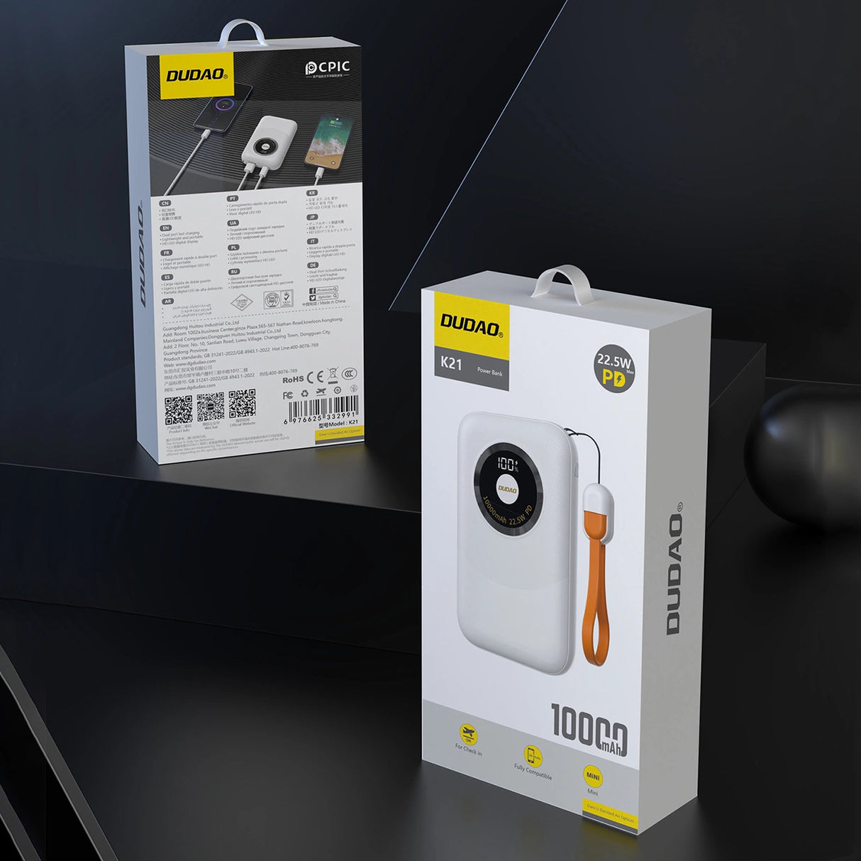 Powerbank Dudao K21 Mini 10000mAh 22.5W USB-A / USB-C - beige