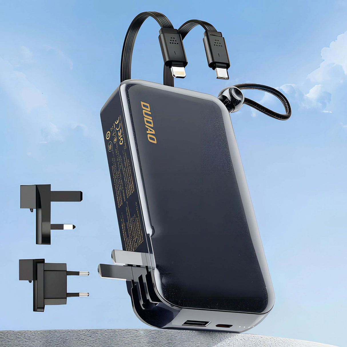 Dudao K25 2in1 10000mAh 3-plug Powerbank oplader - Grå