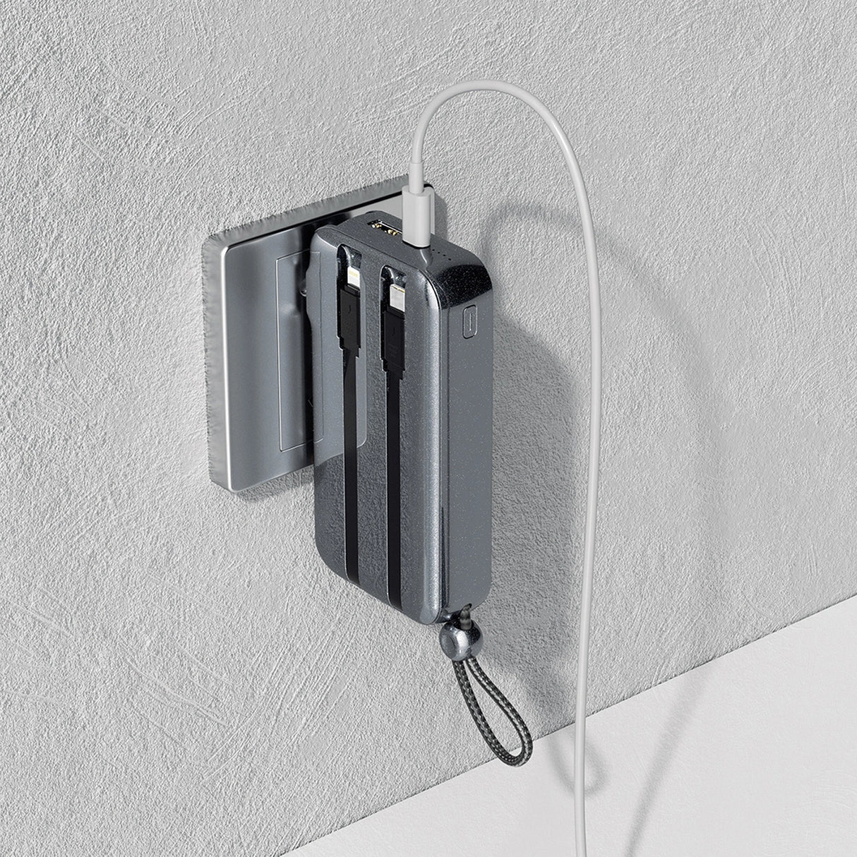 Dudao K25 2in1 10000mAh 3-plug Powerbank oplader - Grå