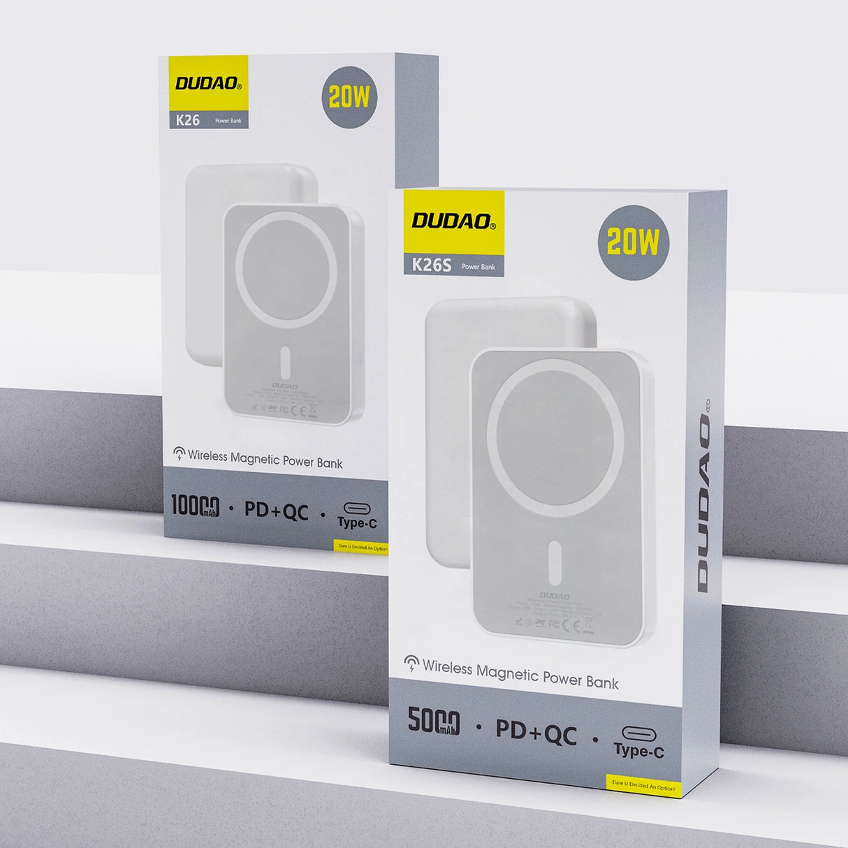 Powerbank Dudao K26S 5000mAh 20W USB-A / USB-C / MagSafe - hvid