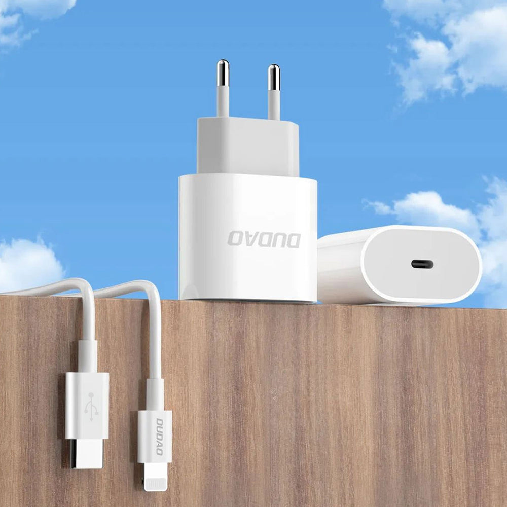 Dudao A14EUC PD 20W USB-C Wall Charger med kabel - hvid