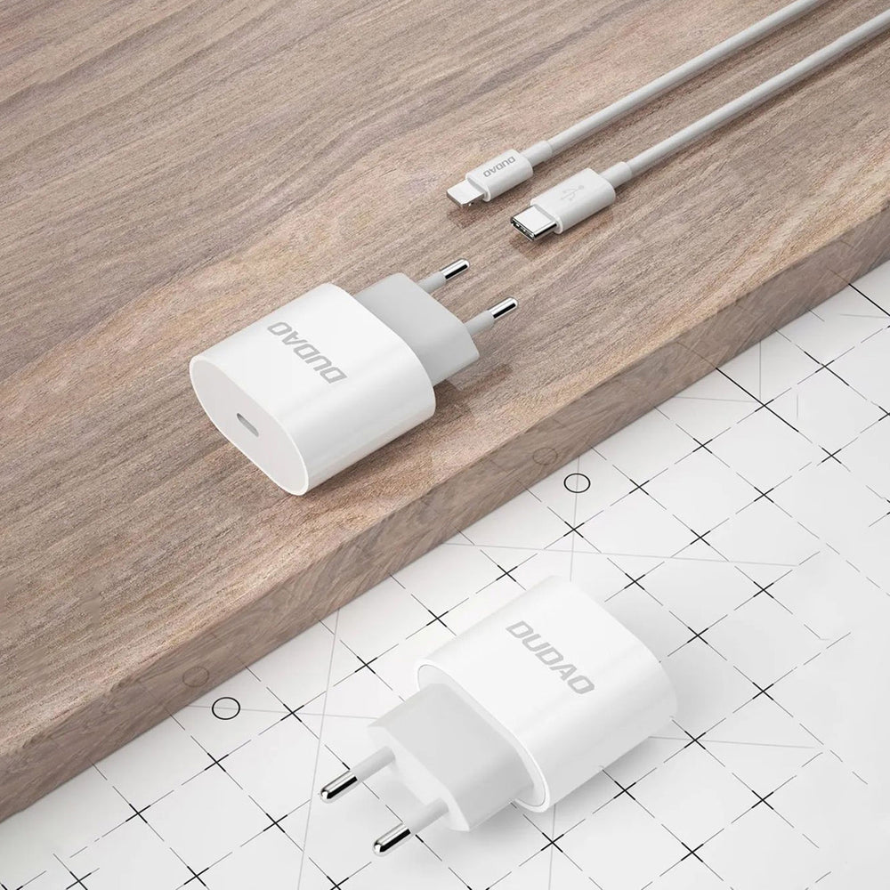 Dudao A14EUC PD 20W USB-C Wall Charger med kabel - hvid